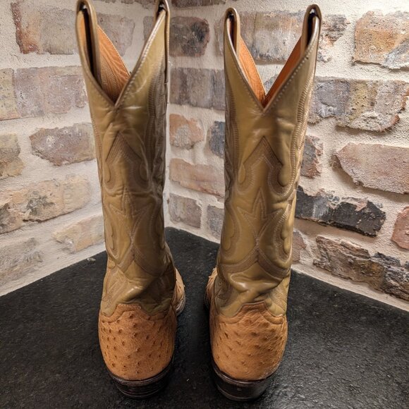 Vintage Tony Lama Vintage Mens cowboy boots Full Quill Ostrich #8085 Size 8 1/2 - Picture 3 of 14
